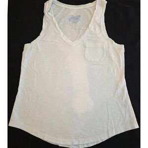 Southern Tide Womens M White Sea Island Collection V-Neck Pocket Tank Top Beach